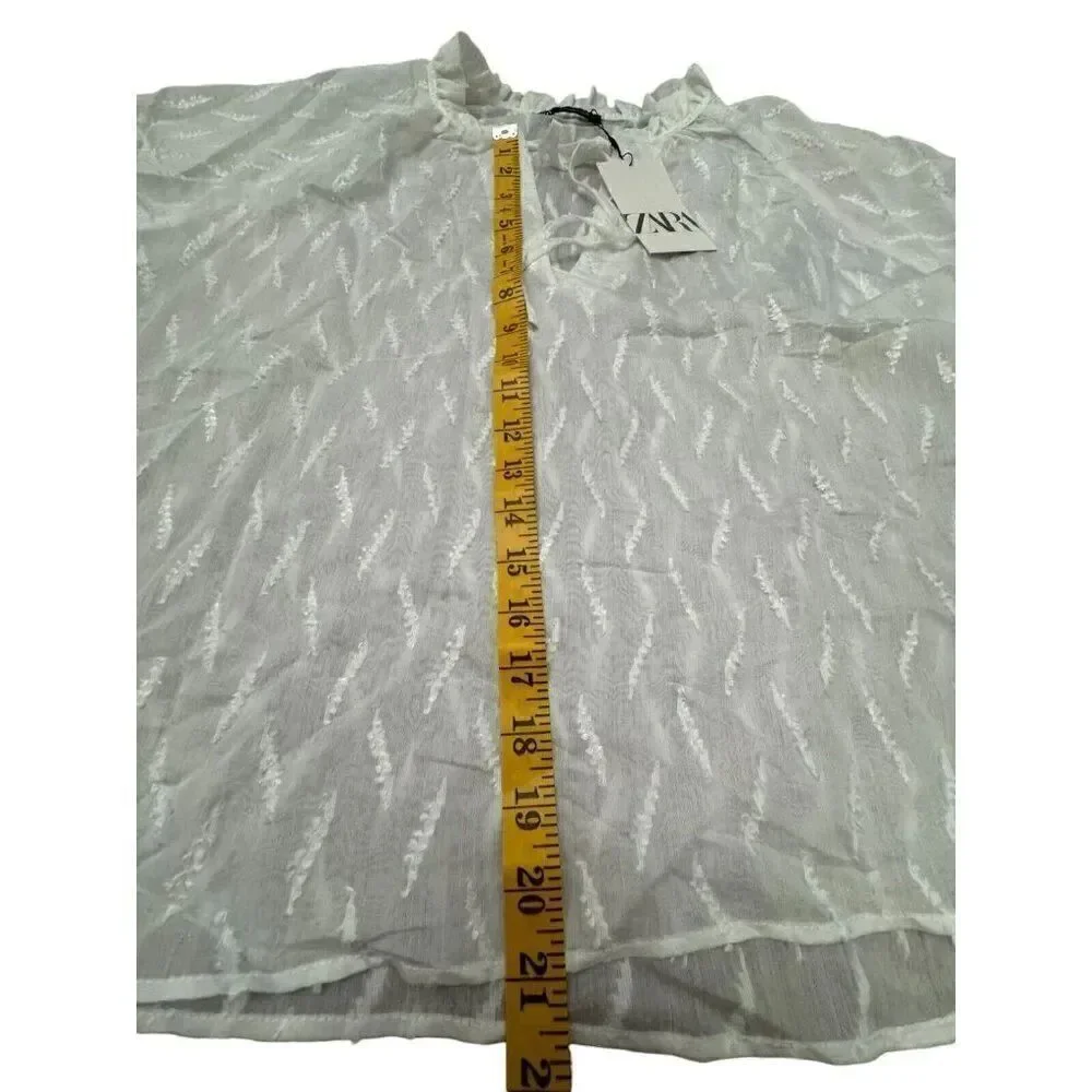 Zara Women Shirt Blouse Top L White Half Sleeve 3564/167 NWT